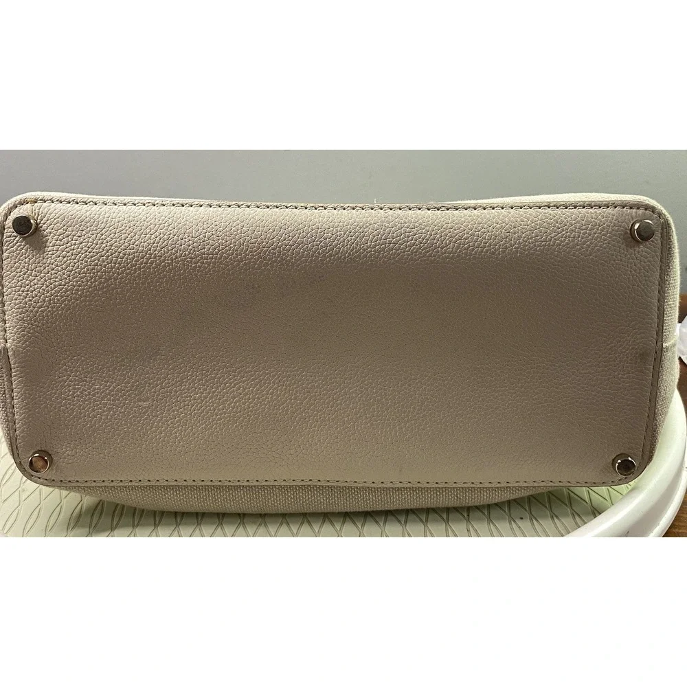 Kate Spade Womens Evangelie Larchmont Avenue Fabric Stripe Leather Satchel Purse